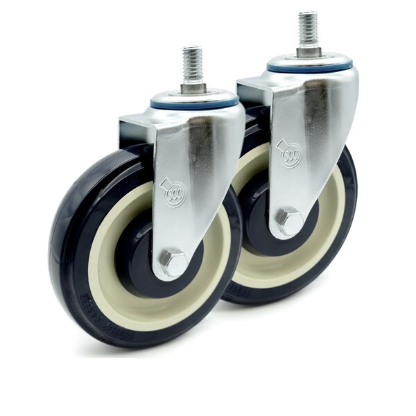 Shopping Cart Swivel Caster - 5" Polyurethane - 500 lbs Total - SCC, 2PK